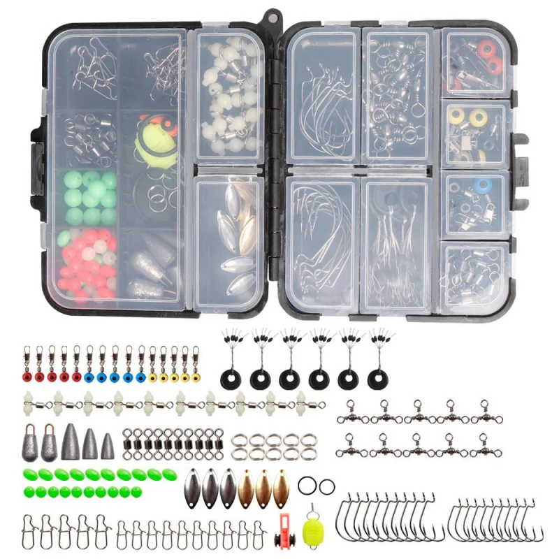 

Shark Skimmer | 183pcs Lure Fishing Accessories Set Portable Storage Box Space Beans Luminous Gourd Swivels Fishing Gear