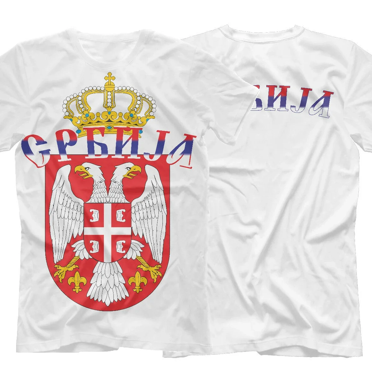 Serbia Balkans Belgrade Serbian Coat of Arms T-Shirt 100% Cotton O-Neck Short Sleeve Summer Casual Mens T-shirt Size S-3XL