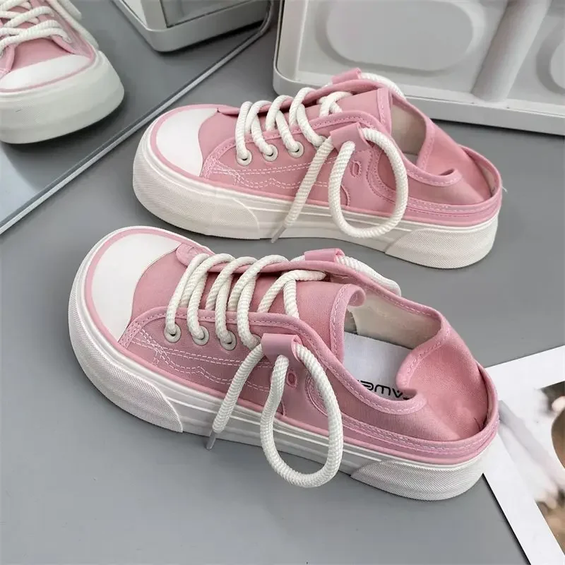 

Women Platform Canvas Shoes Lace Up Chunky Sneakers Female Outdoor Trainers Fashion Big Toe Casual Shoes Sapatos Feminino Tenis