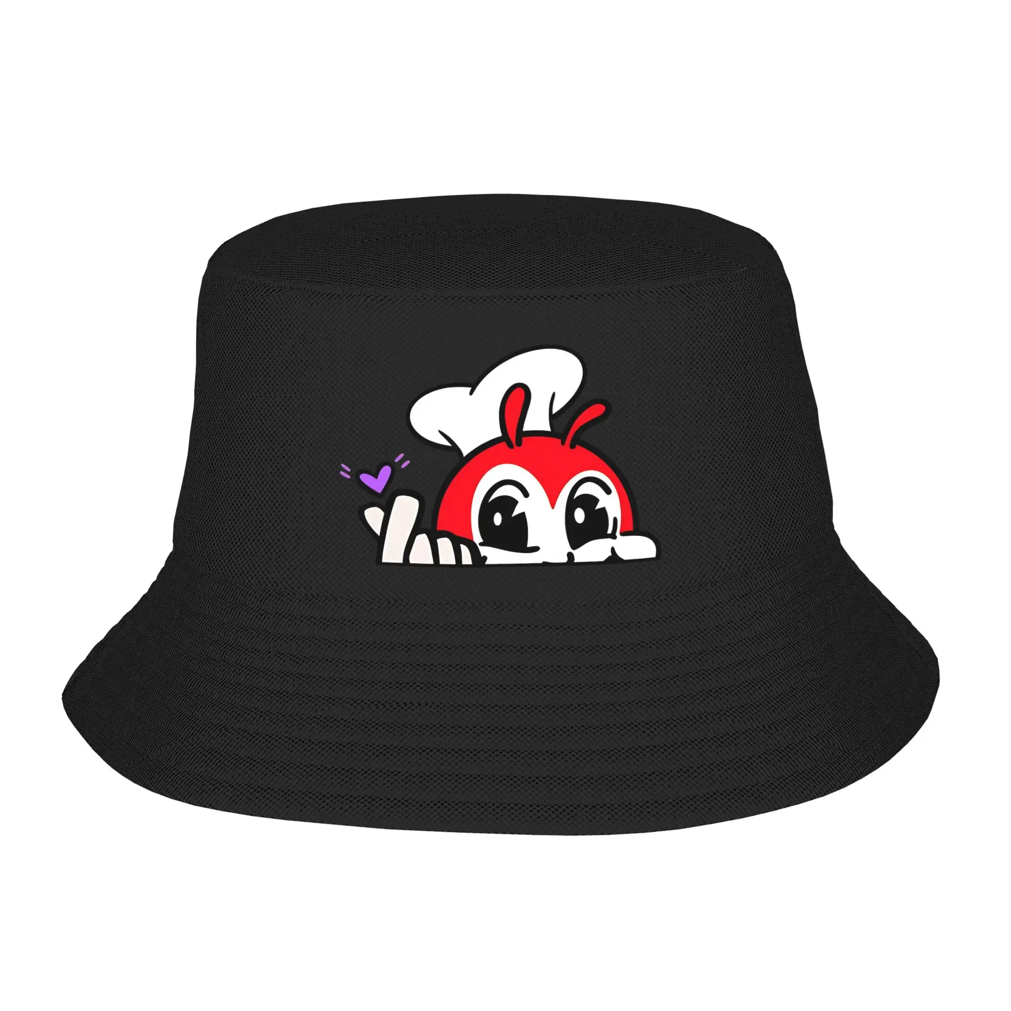 Jollibee Peeking Bucket Hat Summer Finger Heart Filipino Korean Fisherman Hats For Unisex Portable Fishing Caps Hawaii Sun Hats