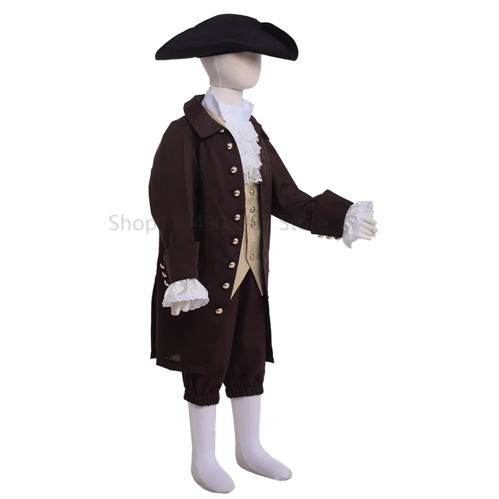 

Новинка 2025 года, колониальный костюм, винтажный костюм 18 века для детей от 7 до 16 лет, косплей для мальчиков, костюм Америки, наряд революции