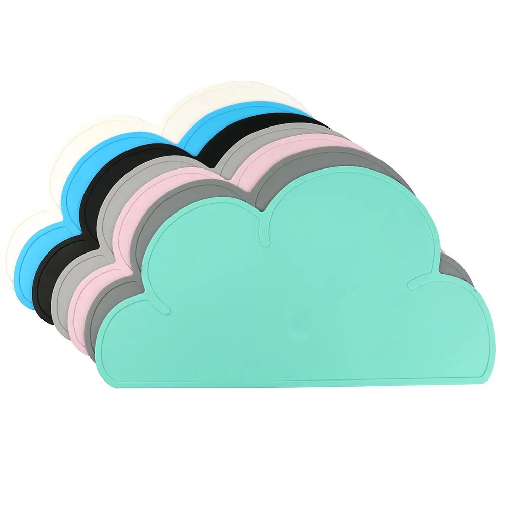 Silicone Placemat Kids Infant Nursing Cloud Shaped Heat Resistant Plate Mat Tableware Eating Dining Plate Coaster