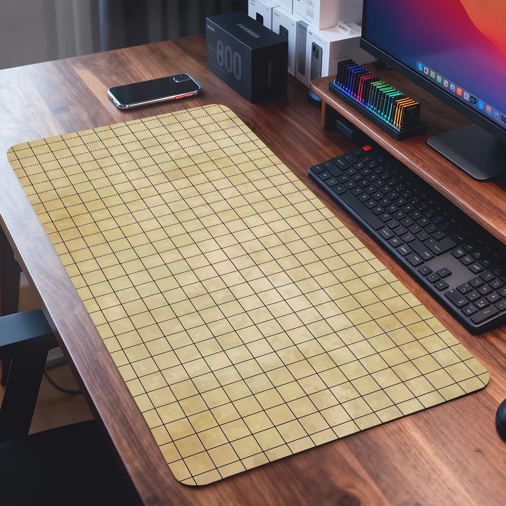 Vintage Grid Mouse Pad Square Office Gaming Desk Mat Waterproof Non-Slip Rubber Decorative