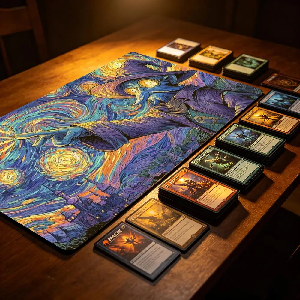 Starry Night MousePad Non-Slip Magic Zones Card Playmat Tabletop Rug Game Mat Duel Commander Gaming Deskmat Beginner