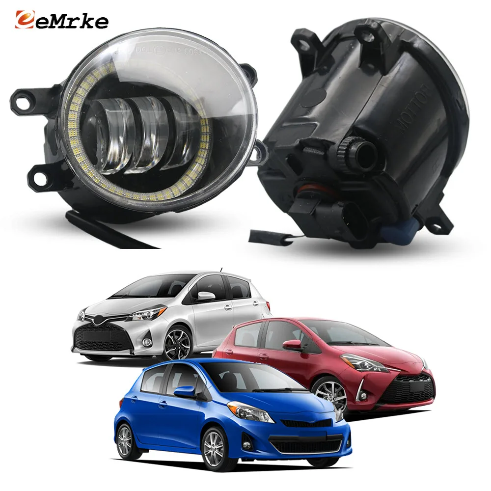 OEM Style Fog Lights For Toyota Yaris Vitz XP13_ 2011 2012 2013 2014 2015 2016 '17 18 LED or Halogen Fog Lamp With Angel Eye DRL