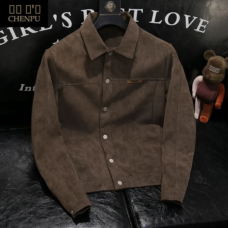 

Spring Autumn Men's Jaet 2025 New Sle Haome Trendy High-End Suede Korean Version Color Outerwear