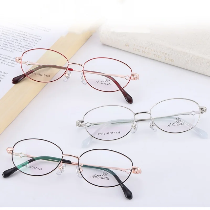 

TGCYEYO Alloy Eyeglasses Ladies Elegant Oval Full Frame Glasses Frames Metal Ultra Light Presbyopia Prescription Eyewears