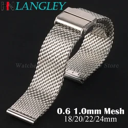 0,6mm 1,0mm Mailänder Mesh Armband 18mm 20mm 22mm 24mm Edelstahl Armband 3mm dickes Armband schweres Armband mit freiem Werkzeug