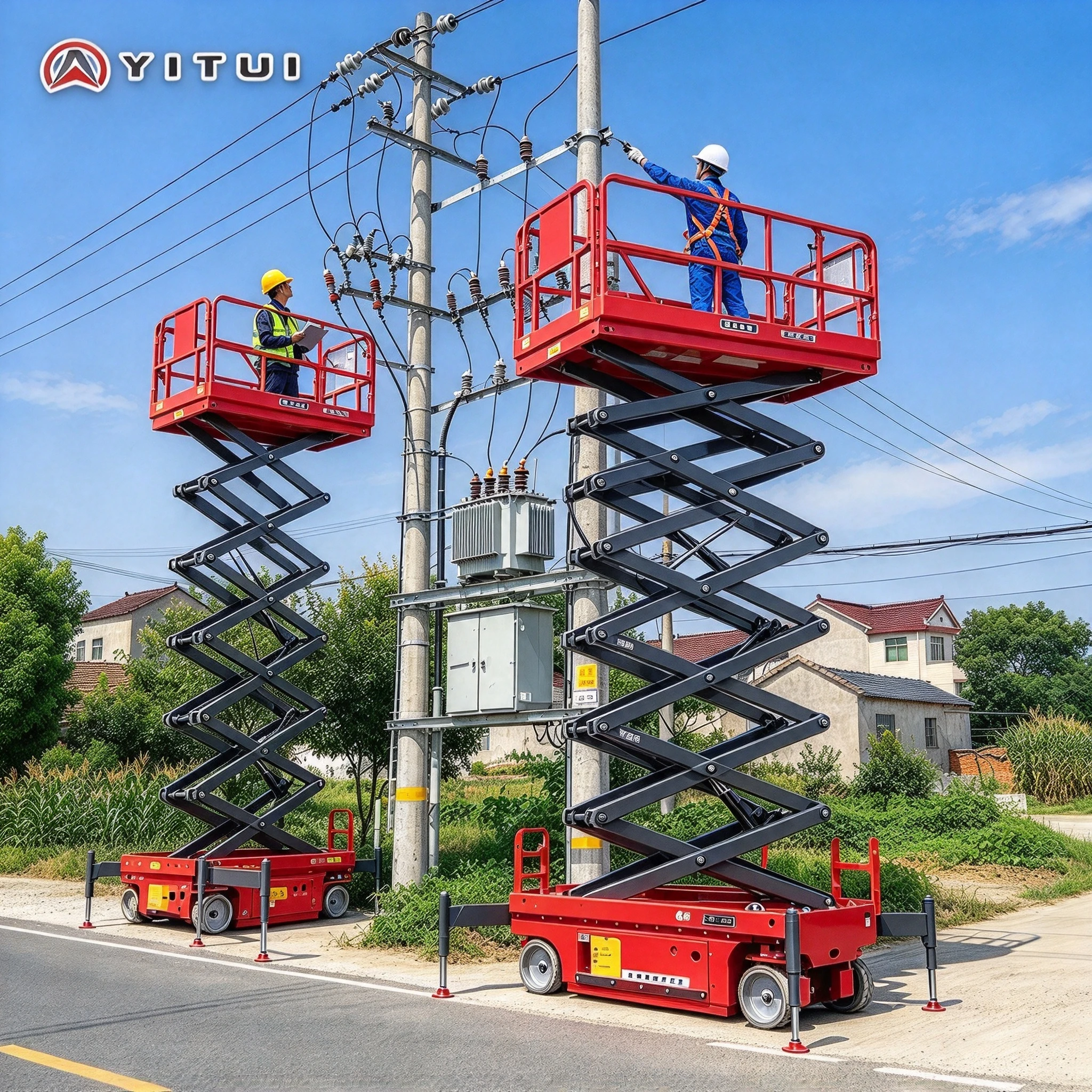 Ce Certified Mobile Scissor Lift Aerial Work Platform, Safe Operation, Ideal For Warehouse & Factory Maintenance, Customized