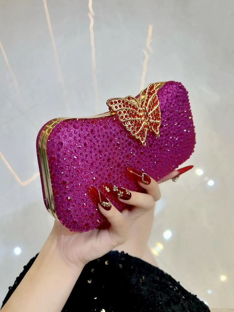 Moda 3d borboleta decoração saco de noite delicado feminino cravejado diamante bolsas casamento bolsa embreagem corrente sacos ombro