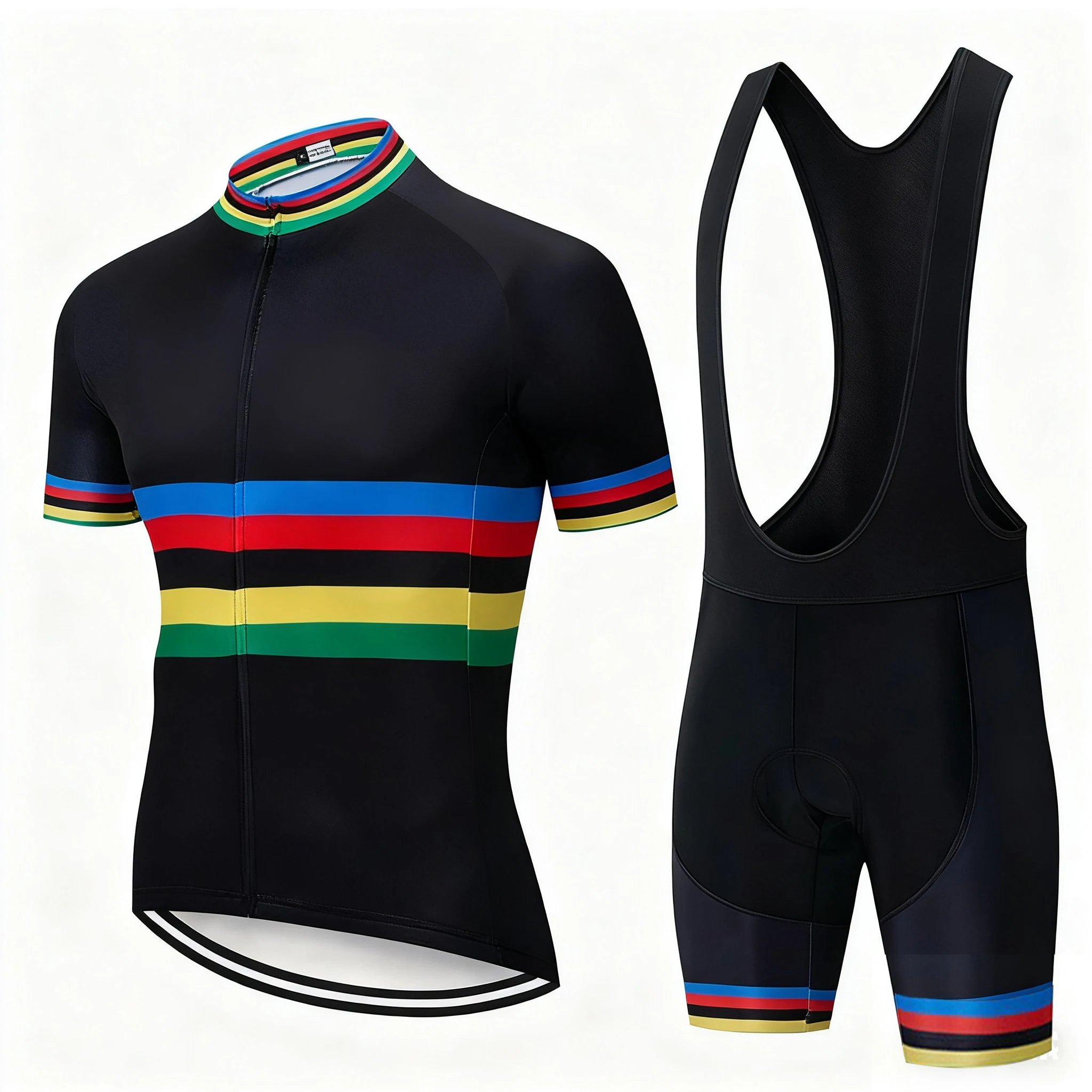 Men's Color Block Cycling Jersey, Stretch Casual Men's Zip Round Neck Short Sleeves for Outdoor Sports