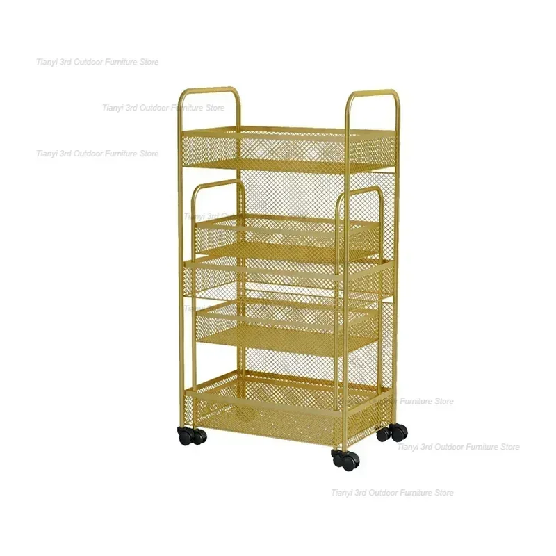 Hair Nail Salon Multi-functional Mobile Trolley Multi-layer Storage Rack for Tattoo Tool Cosmetics Snacks Metal Cart Furniture