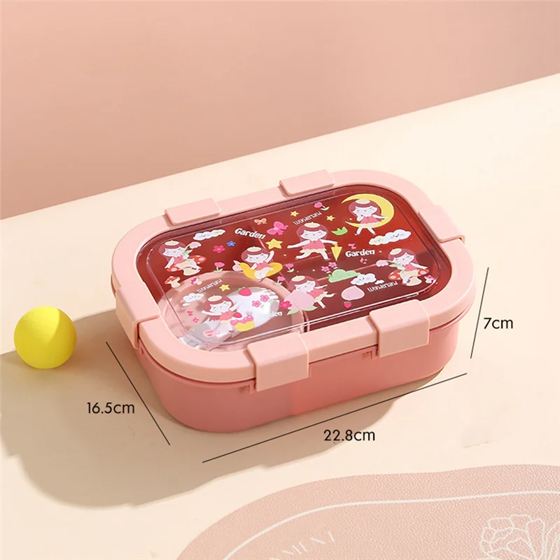 

A04G-Kids 32 Oz/4 Cup Bento Lunch Box With 3 Compartments, Utensils& Sauce Jar-Microwave& Dishwasher Safe For Children 3 Years+