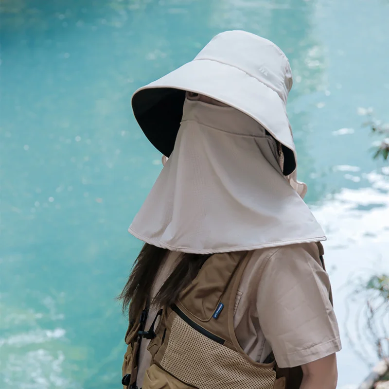 3-in-1 Fisherman Hat Full Face Sun Protection Removable Mask Shawl Neck Guard for Men Women Outdoor Camping Travel Headwear