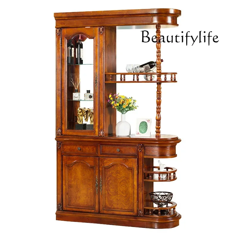 

American Hallway Door Solid Wood Entrance Cabinet Living Room Double-Sided Decorative Screen European Porch Cabinet