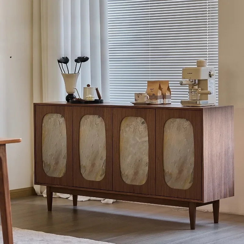 

All solid wood medieval walnut dining side cabinet retro living room storage locker integrated wall cabinet tea cabinet