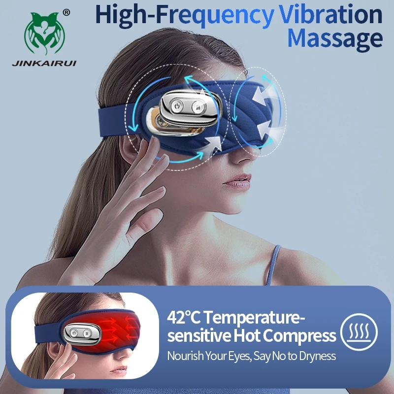 

Cordless Heated Eye Massager with Cooling Eye Pad 3D Groove Design Vibrating Sleeping Eye Mask Type-C Rechargeable for Dry Eyes