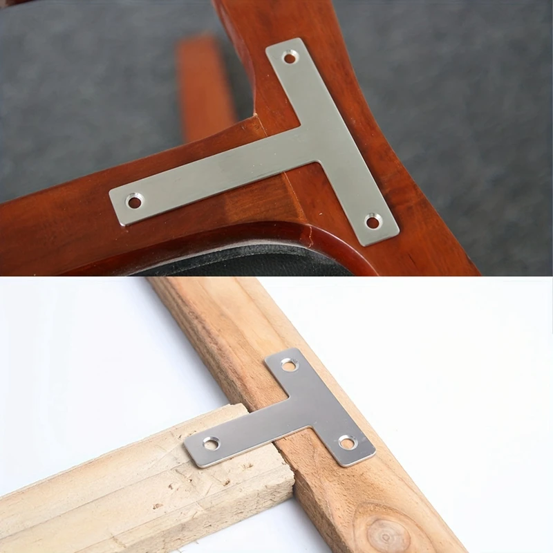 Flat Tee Mending Plate Stainless Steel T Brackets Flat Corner Braces Brackets Multiple Holes Corner Brace For Wood