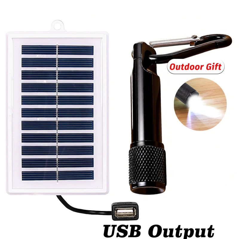 1/2PCS draagbare zonnelader Draagbare zonnelader-USB-uitgang voor gebruik buitenshuis - voor reizen en kamperen, zaklamp, opladen van ventilatoren