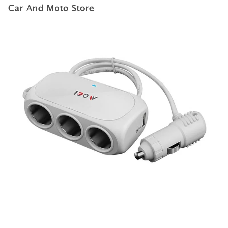 

【*****】 Автомобильный разветвитель с 3 розетками, двойной USB светодиодный автомобильное быстрое зарядное устройство 120 Вт, 12 В, 24 В, автомобильное зарядное устройство, адаптер для IPhone, GPS, видеорегистратора