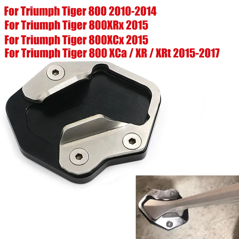 For Triumph Tiger 800 2010-2014 XCa XR XRt 2015-2017 Motorcycle Kickstand Side Stand Extension Base Plate Pad Foot Aluminum