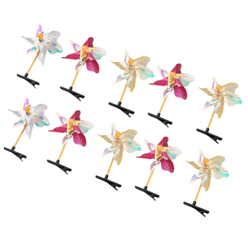 น่ารัก Pinwheel Barrettes คลิป Hairpin Y2K หญิงเครื่องประดับ Headdress Harajuku Barrettes คลิป Bangs Hairpin (Pack of 10)