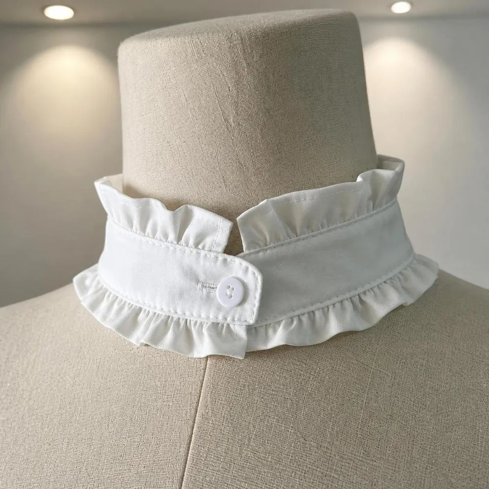 Pleated Ruffled Detachable Collar Stand Collar Black White False Blouse Collar Polyester Soft Lightweight Elizabethan Collar