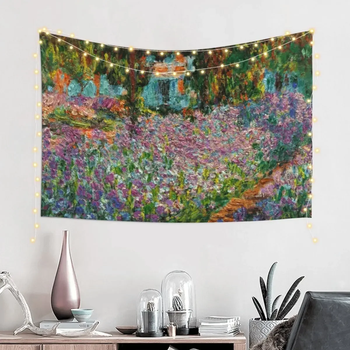 Irises In Monet's Garden At Giverny by Claude Monet Tapestry Room Design Kawaii Room Decor Tapestry