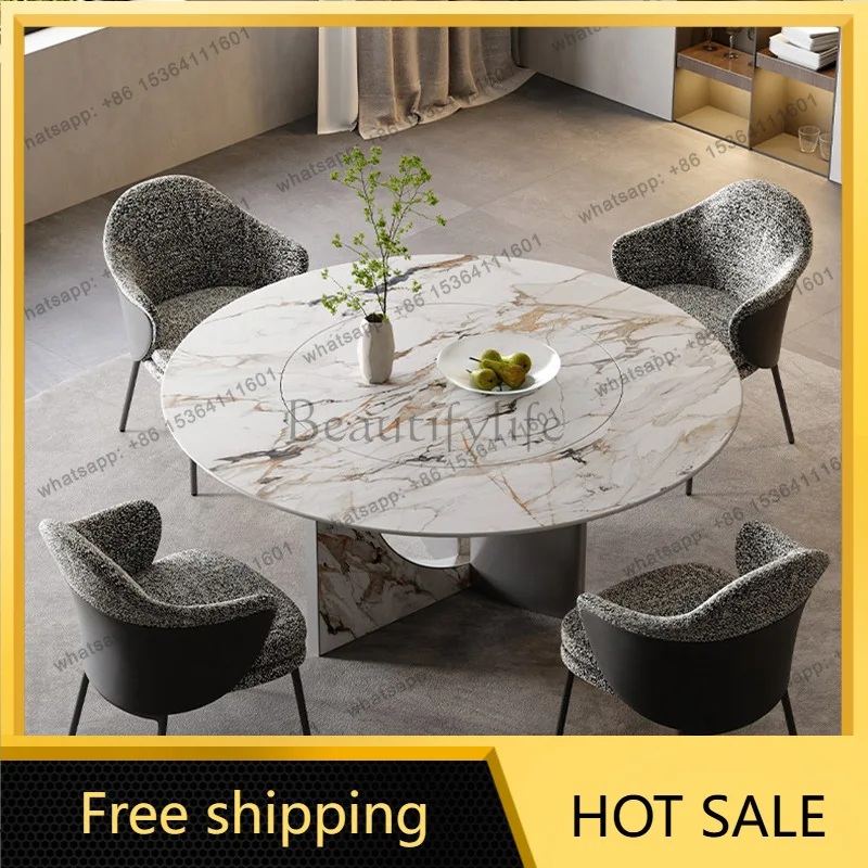Factory Direct Sales Slate Round Table with Turntable Italian Large Flat Table