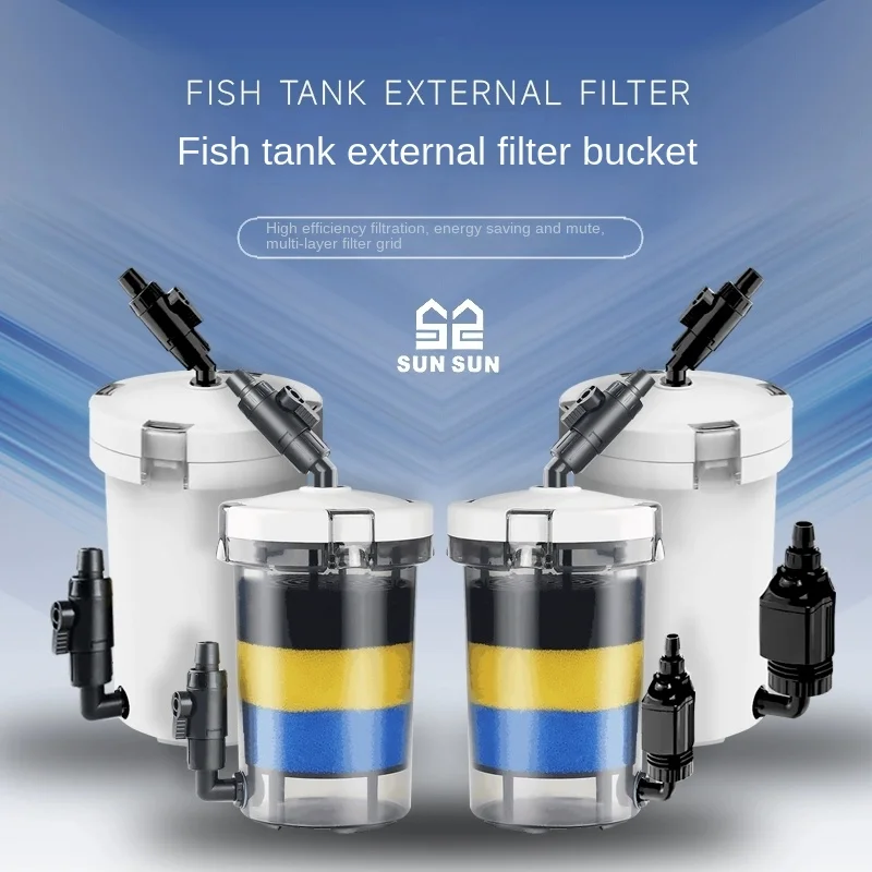 SUNSUN Pre-Filter Biochemical Fish Tank Filter Barrel Ultra-quiet Transparent External Aquarium Filter Bucket HW-602B HW-603B