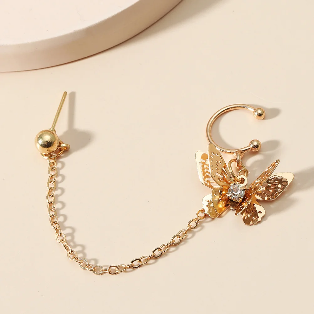 

1Pcs Vintage Tassel Earring Creative -Piece Ear Clip Stylish Women Ear Accessories Party Fashion Long Chain Durable