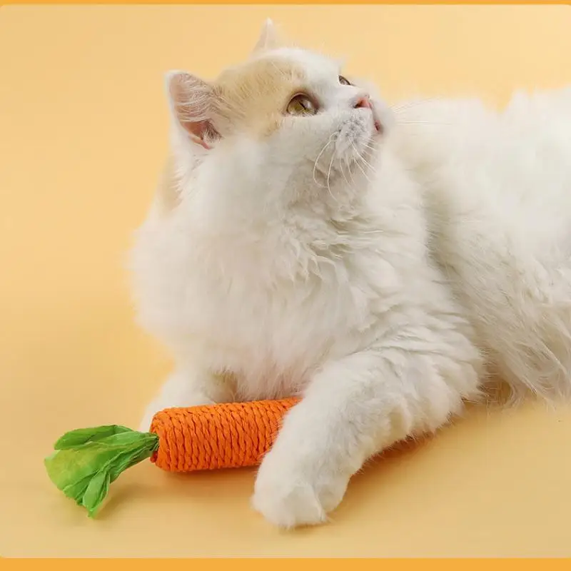 

Cat Toy Carrot Sound Cat Stick Bite Resistant Paper Rope Scratcher Clean Teeth Cat Chew Toy Interactive Toy for Cat Pet Product