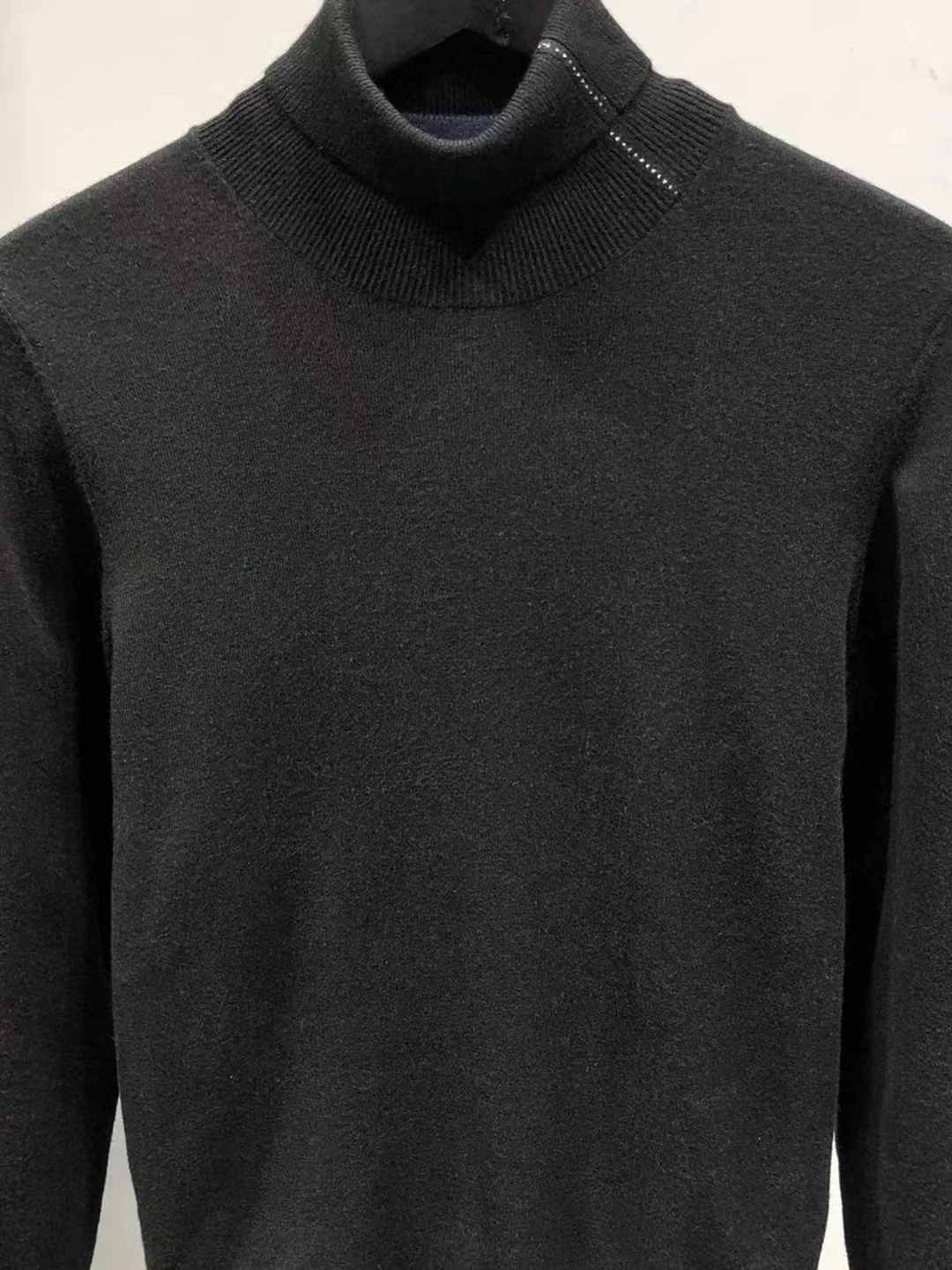 

Men's High Collar Wool Sweater Pure Color Knitted irt Youth Faion Brand Sea Label Autumn Winter Warm Soft Polyester Blend