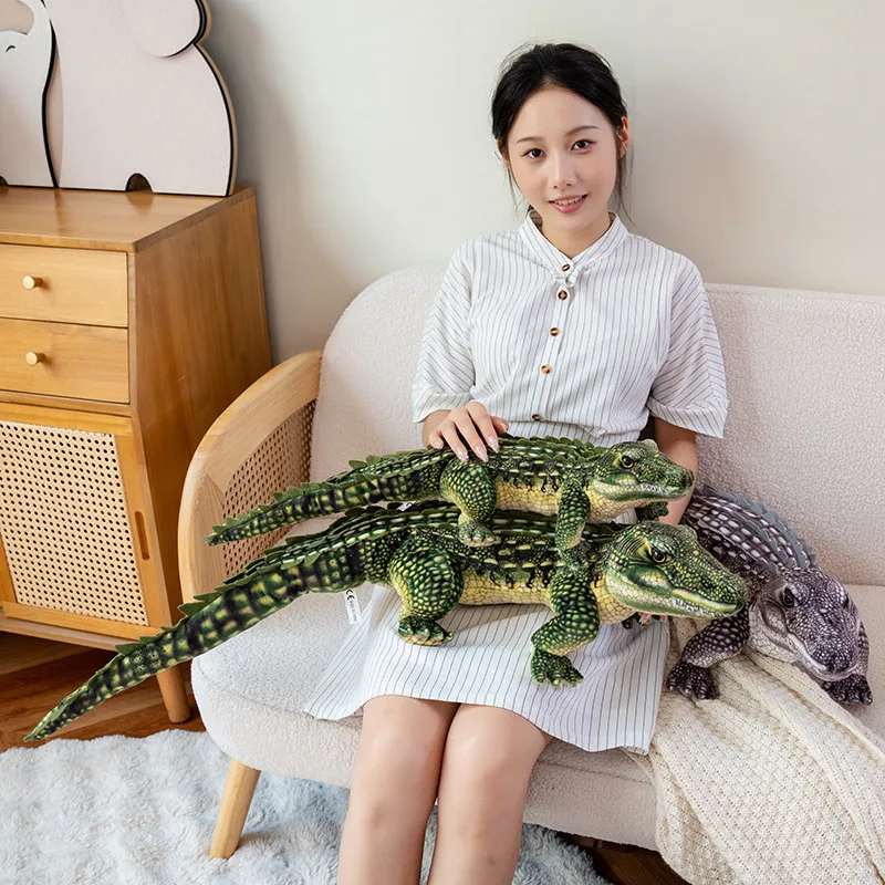 Simulação crocodilo pelúcia lance travesseiro brinquedo vida real animais de pelúcia jacaré plushies almofada realista brinquedos macios decoração para casa