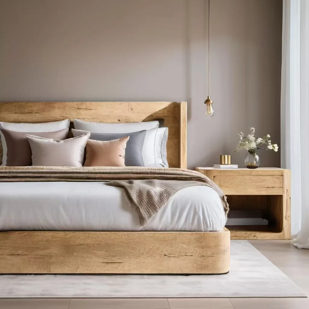 

Luxury Bed Indoor Wood Furniture Bedroom Sets Wood Platform king Size Bed