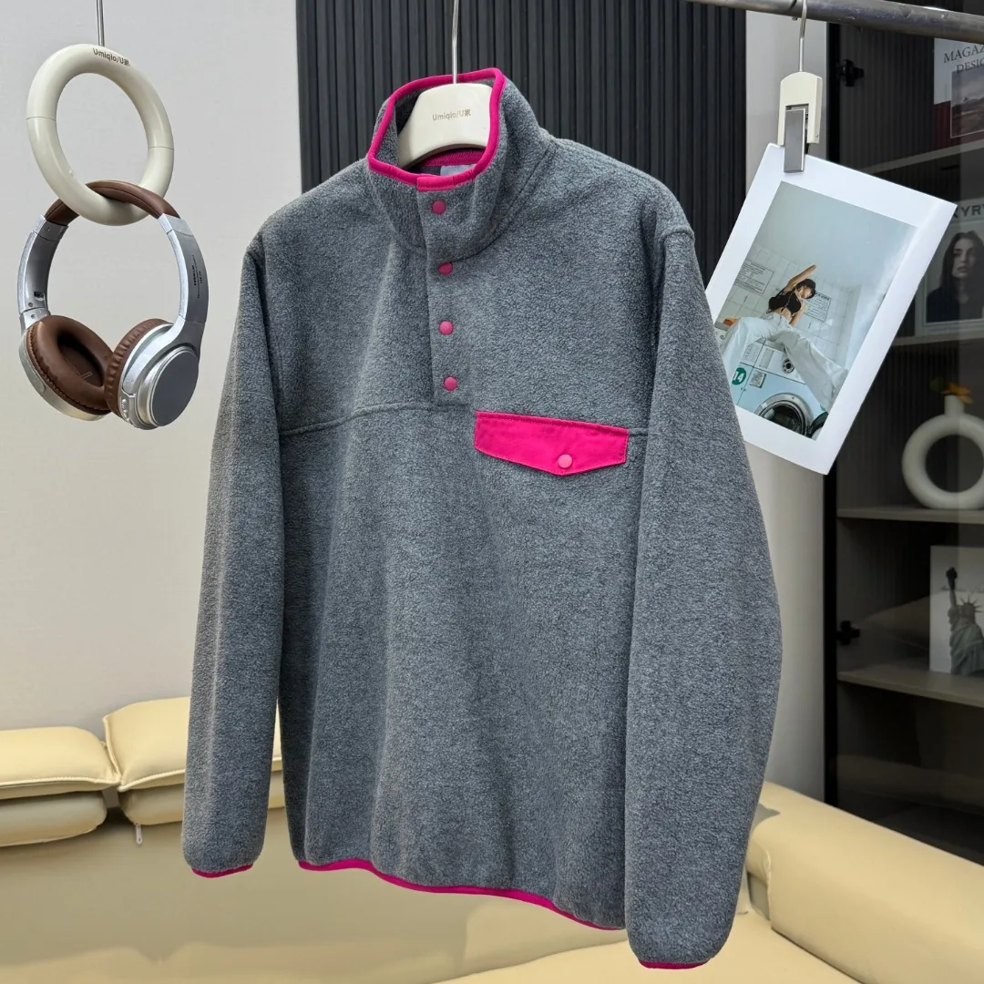 2026 Outdoor-Radsport- und Wanderjacke für Paare mit Farblich Abgestimmtem Patchwork-Design, Stehkragen und Fleece-Futter – Detail 10