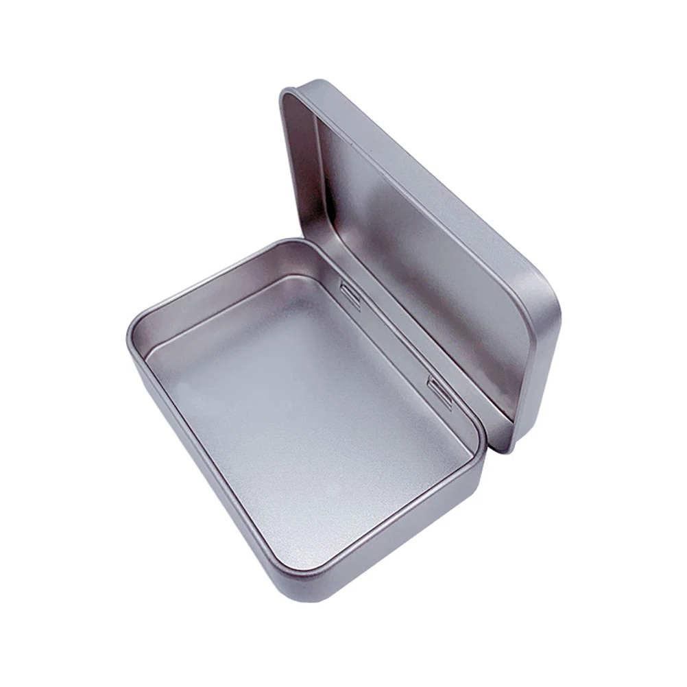 6Pcs Hinged Tinplate Storage Boxes Rectangular Seamless Clamshell Container for Cosmetics Small Item Organizer