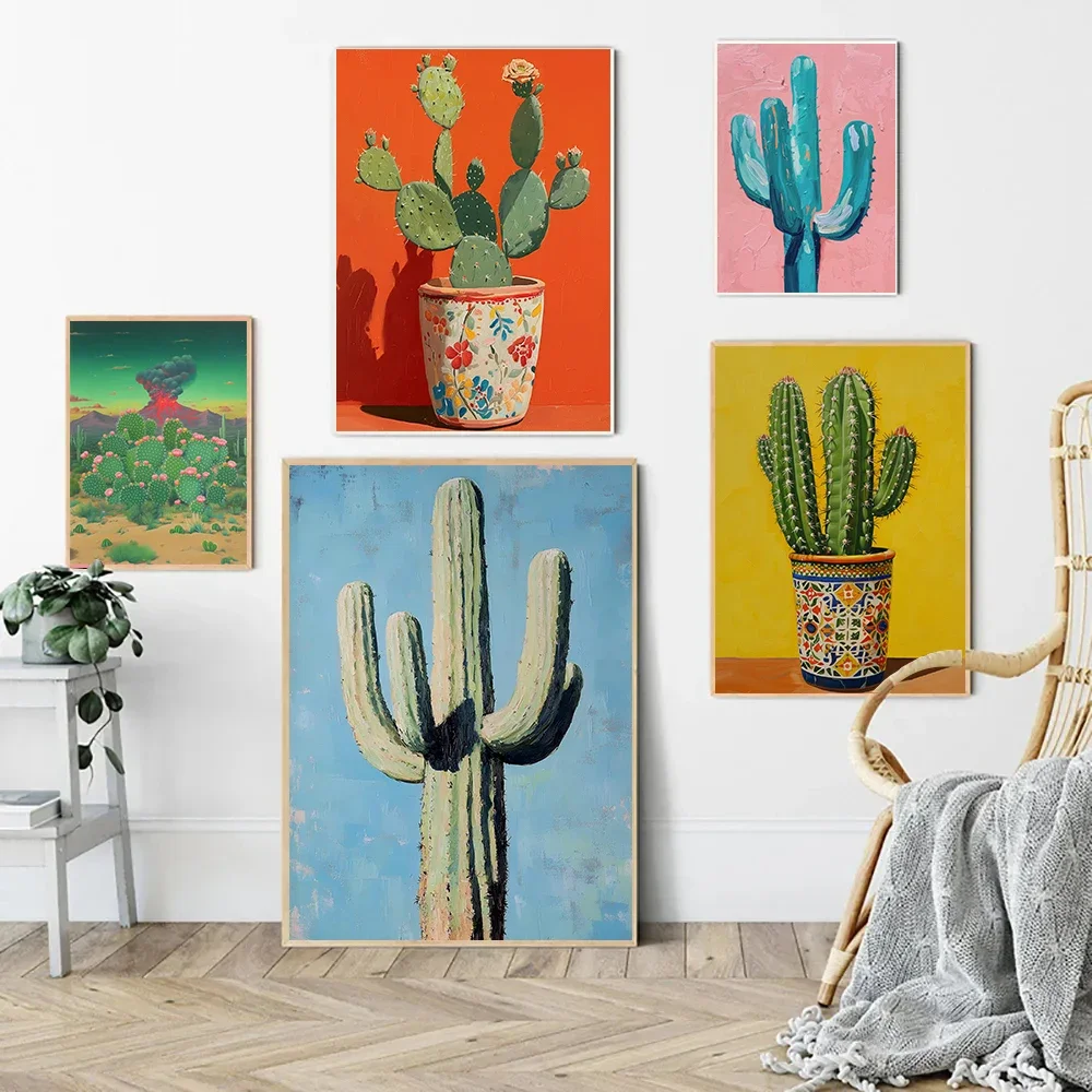 Trendy Cactus Desert Posters Boho Western Mexico Girly Summer Minimalist Prints Canvas Painting Wall Art Picture Home Room Decor