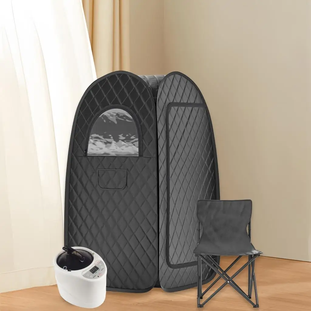 Portable Steam Sauna Indoor Home SPA Household Full Body Personal Sauna Tent with Folding Chair Temperature Time Remote Control