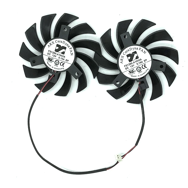 ARX FS1280-A1042A DC 12V 0.16A Dia. 73mm C.T.C 39mm 2-Wire Server Cooling Fan