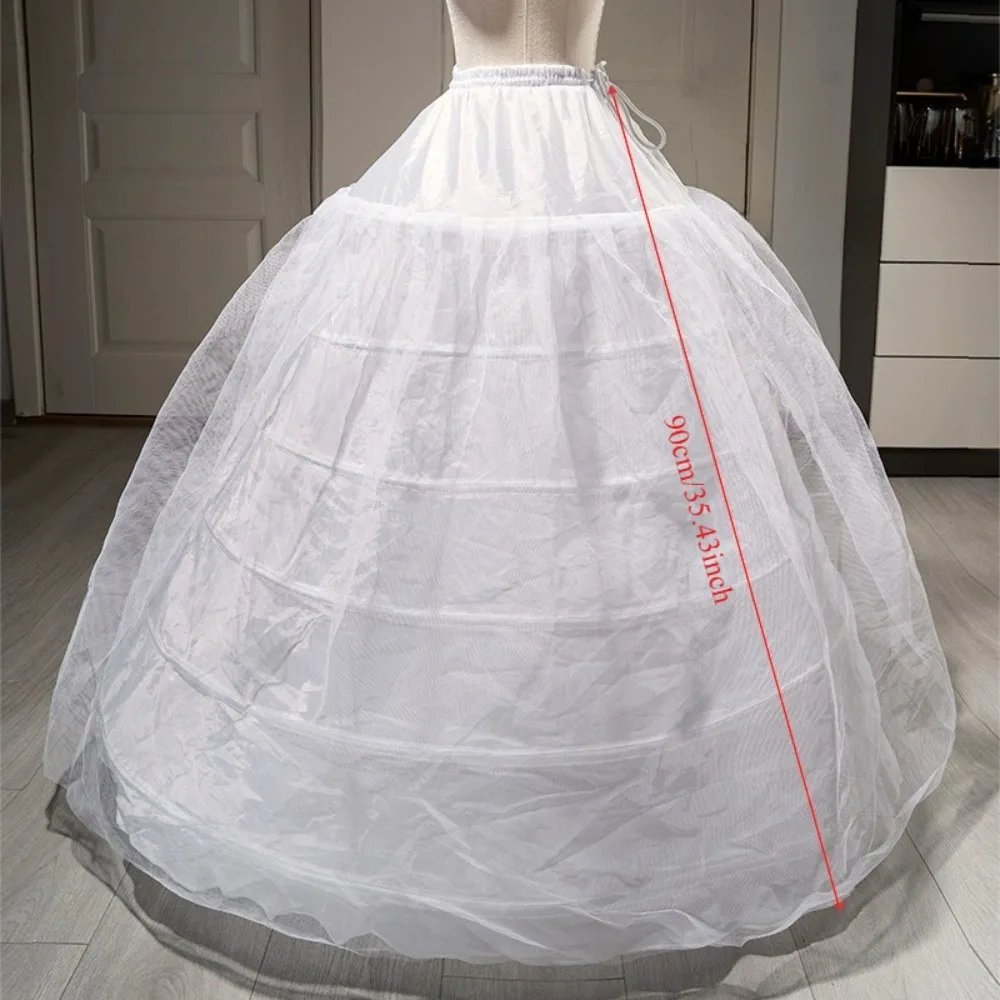 White Extra Full Bridal Crinoline Petticoat 6‑Hoop 1‑Layer Tulle Long Underskirt for Wedding Gown Wedding Accessories