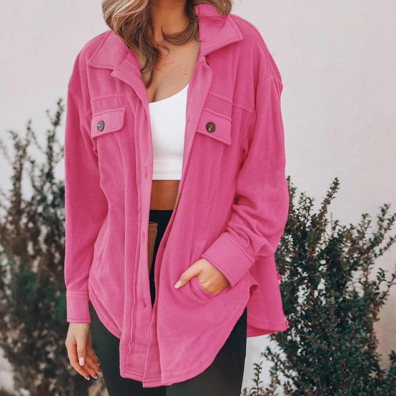 معاطف صوف نسائية سترات مزيج صلبة جيب بياقة مقلوبة وأكمام طويلة واحدة الصدر سيدة مكتب غير رسمية 2025 خريف وشتاء #1