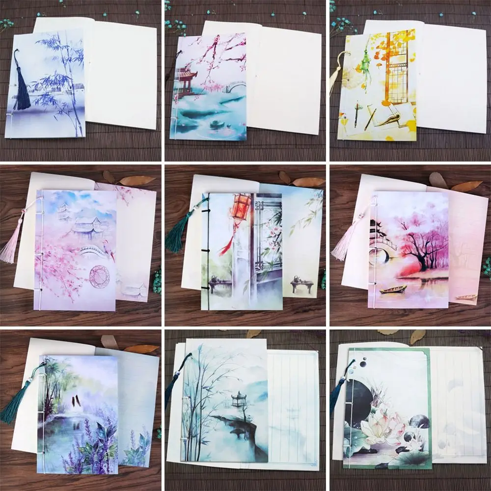 Chinese Style Wire-bound Notebook Handmade Vintage Original Tassel Diary Note Book Sketchbook Journal Notepad Office Stationery