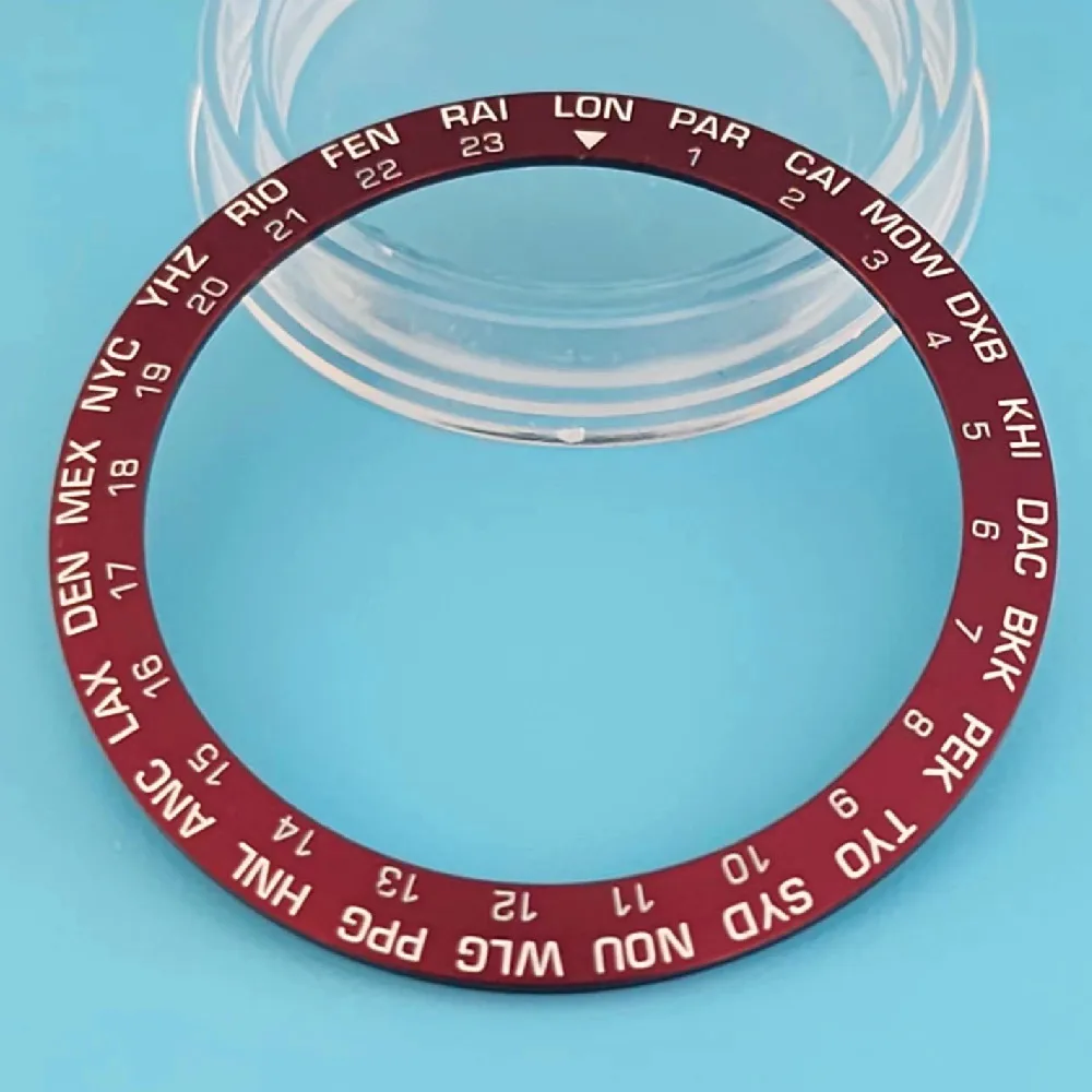 38mm Alloy Multi Time Zone Display Bezel Insert Fits 40mm 41mm Stainless Steel Watch Case