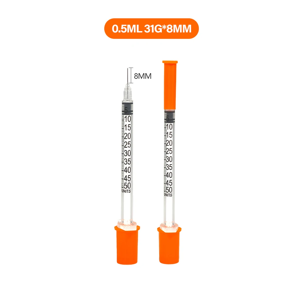 30PACK 0,3 ml 0,5 ml 1 ml wegwerp individueel verpakte insulininespuit voor dieren, laboratorium