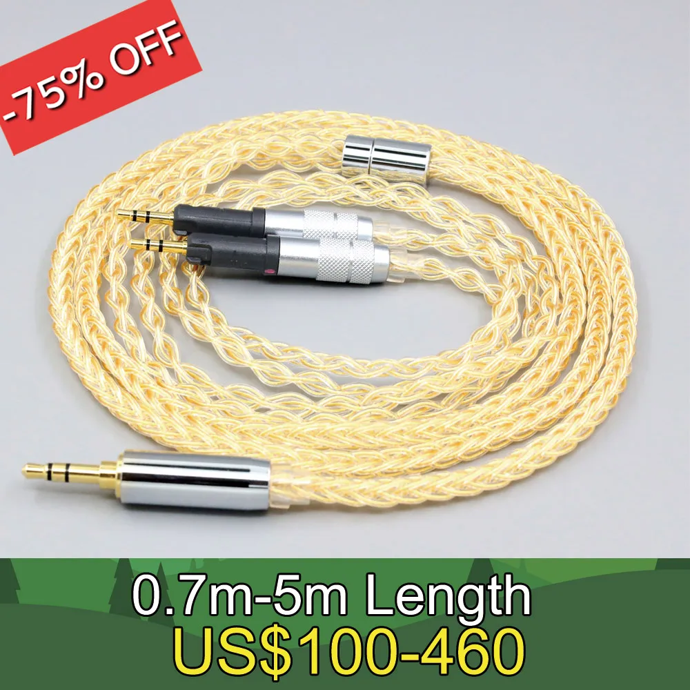 8 Core 99% 7n Pure Silver 24k Gold Plated Earphone Cable For Audio-Technica ATH-R70X headphone LN008434