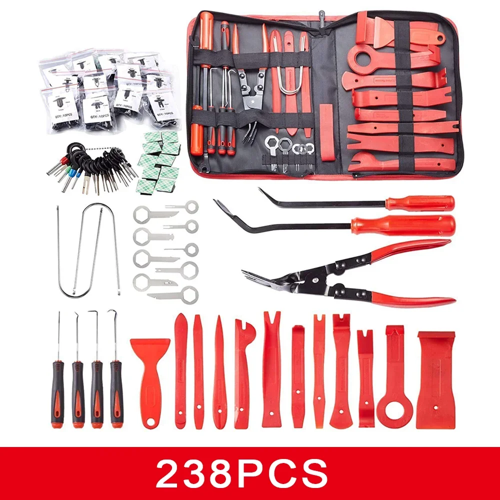 

238 шт. набор инструментов для снятия обшивки и плоскогубцы для снятия обивки, нейлоновый набор для снятия автомобильной панели, набор для разборки салона