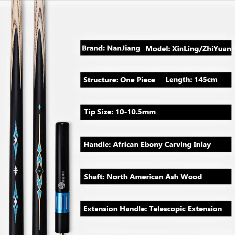 New Arrival NanJiang Series Snooker Cue Stick Size One Piece Cue Stick With Snooker Cue Case Set