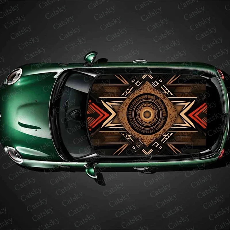 

Tribal Print Fabric Pattern Car Roof Sticker Wrap Racing SUV Accessories Packaging Painted PVC Custom Car Graphic Decal