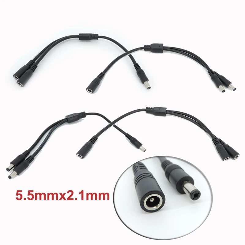 1 male female to 2 male 2 female DC Power adapter 18AWG 10A Extension Cable Splitter Cord connector Plug for LED light strip u